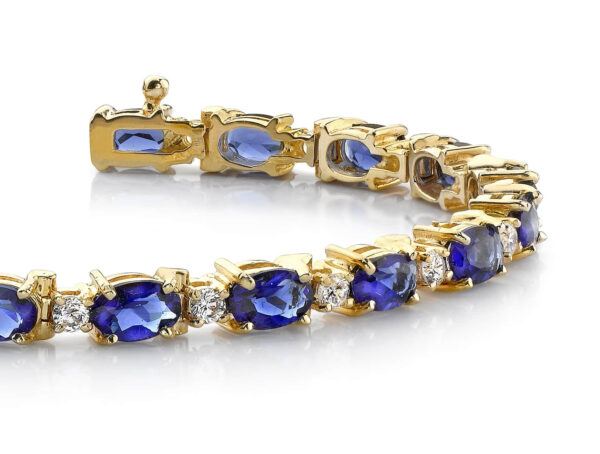Elegant Diamond And Oval Colored Stone Bracelet