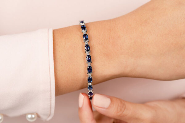 Elegant Diamond And Oval Colored Stone Bracelet