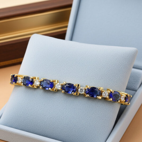 Elegant Diamond And Oval Colored Stone Bracelet