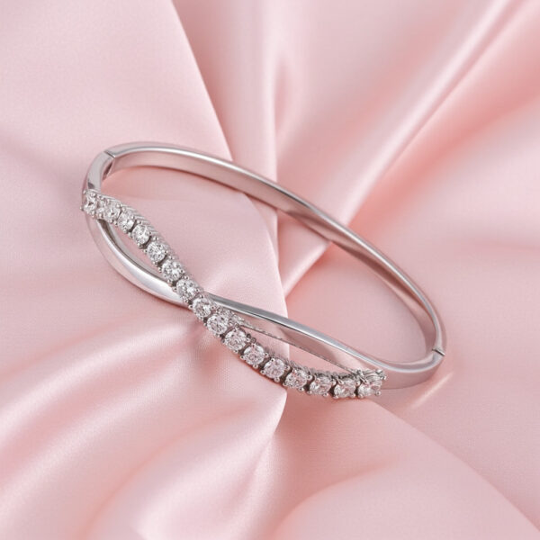 Curved Accent Diamond Journey Bangle