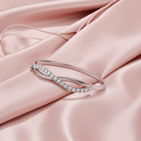 Curved Accent Diamond Journey Bangle