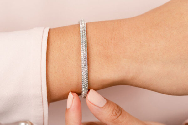 Three Row Pave Diamond Bangle