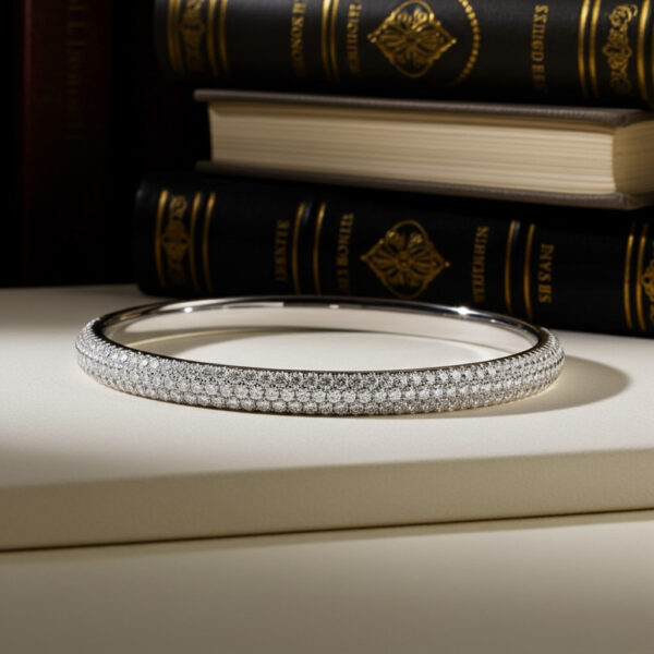 Three Row Pave Diamond Bangle