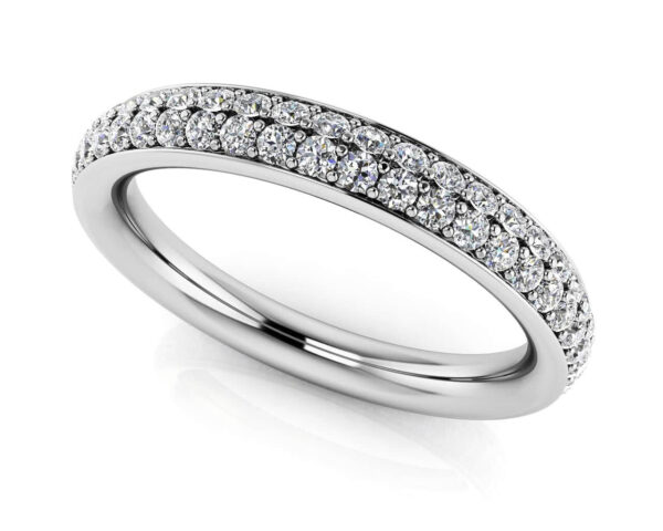 Double Row Diamond Eternity Wedding Band