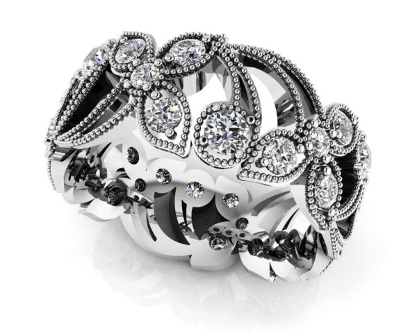 Flower Leaf Design Diamond Eternity Band