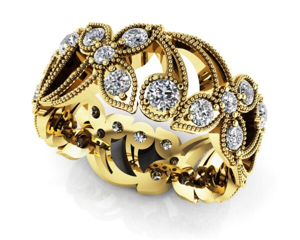 Flower Leaf Design Diamond Eternity Band