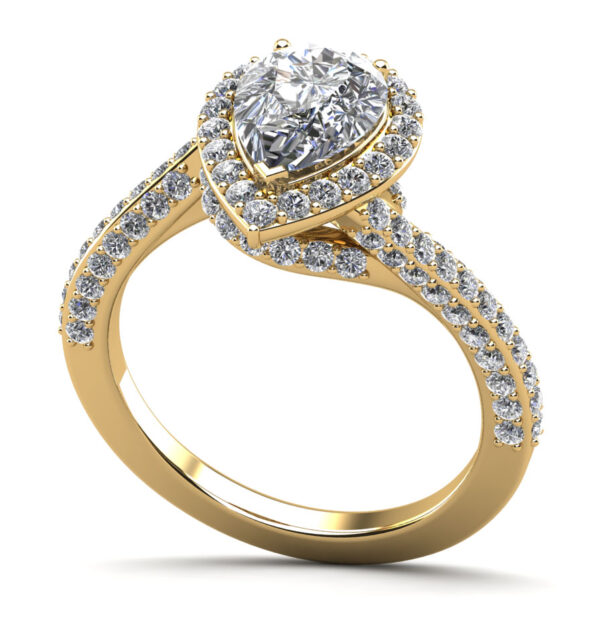 Exquisite Pear Shaped Halo Diamond Engagement Ring