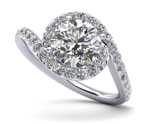 Swirl Halo Diamond Engagement Ring