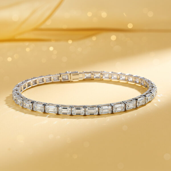 Crown of Elegance Emerald Cut Diamond Bracelet