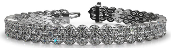 Three Row Round Marquise Illusion Diamond Bracelet