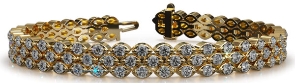 Three Row Round Marquise Illusion Diamond Bracelet