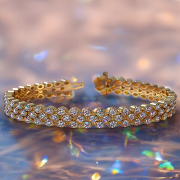 Three Row Round Marquise Illusion Diamond Bracelet