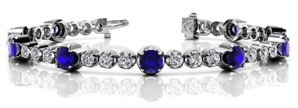 Elegant Dual Size Diamond And Gemstone Bracelet