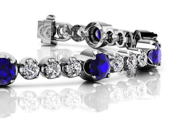 Elegant Dual Size Diamond And Gemstone Bracelet