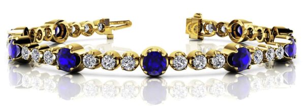 Elegant Dual Size Diamond And Gemstone Bracelet