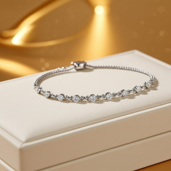 Adjustable Diamond And Chain Link Slider Bracelet