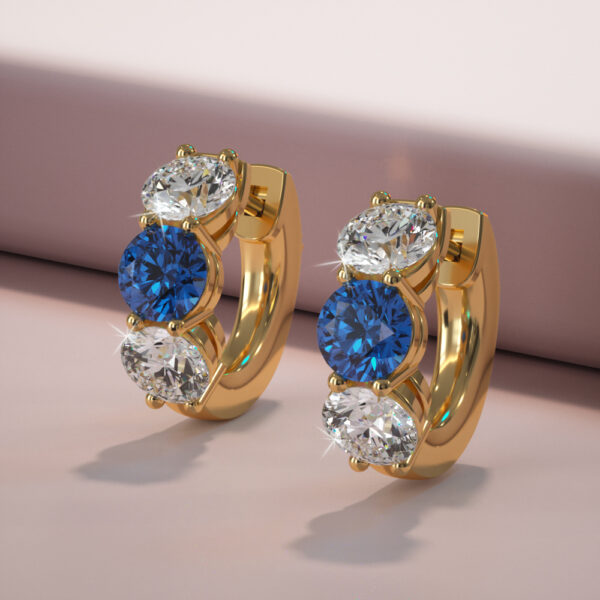 Brilliant Diamonds and Gemstone Huggie Hoops