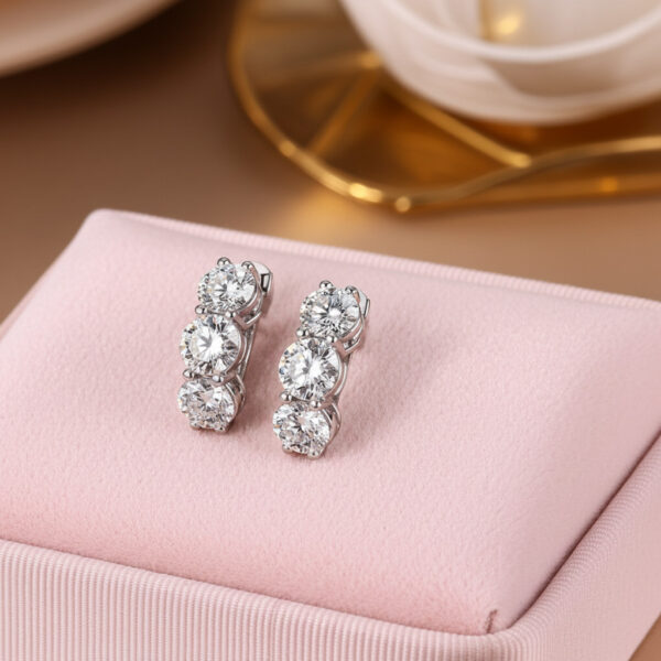 Brilliant Six Diamonds Huggie Hoops