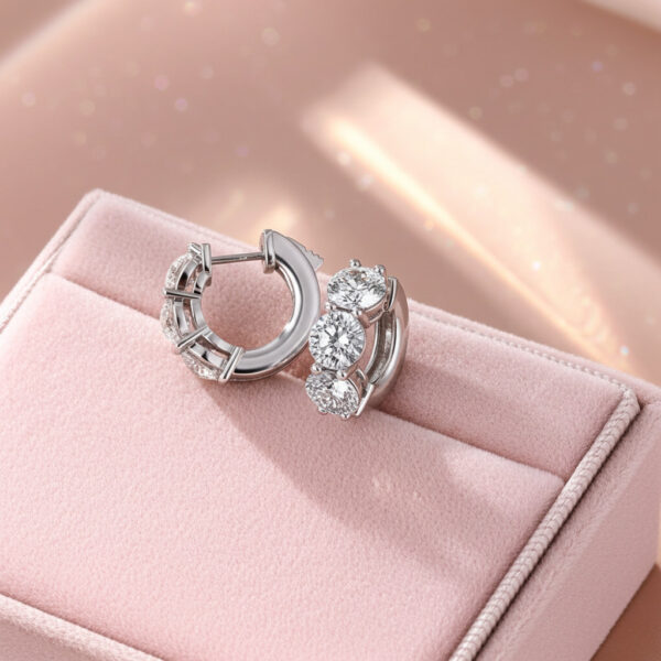 Brilliant Six Diamonds Huggie Hoops