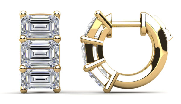 Six Stone Emerald Cut Diamond Hoops