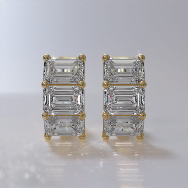 Six Stone Emerald Cut Diamond Hoops