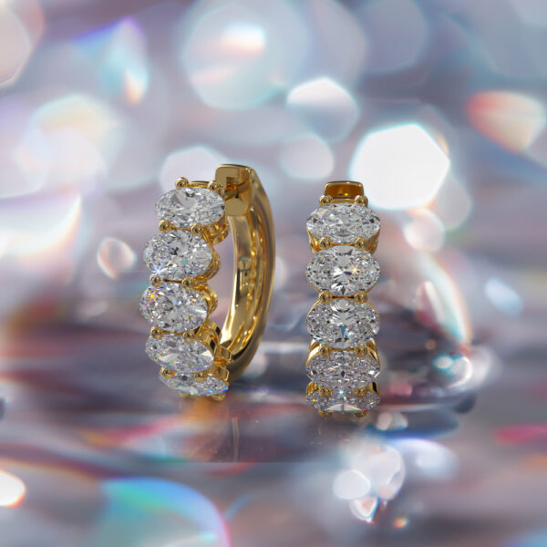 Ten Stone Oval Diamond Hoop Earrings