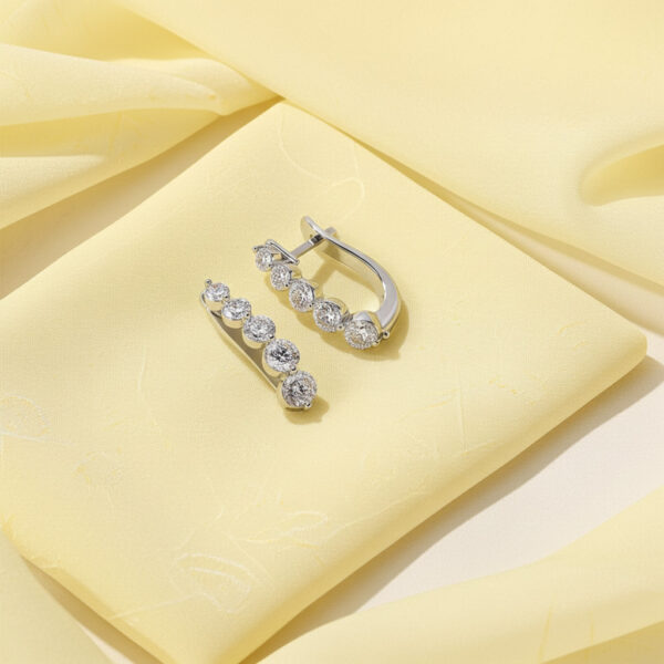 Graduated Diamond Hoops With Stone Tapered Sparkle Design