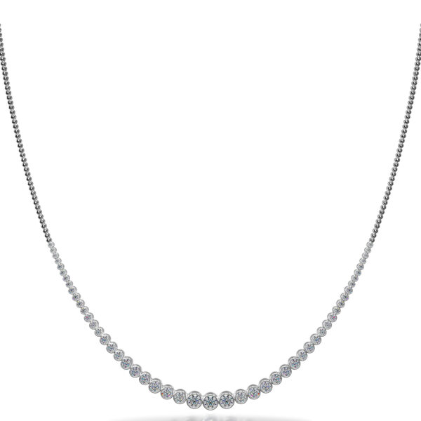 Round Bezel Set Diamond Necklace with Shiny Link Back