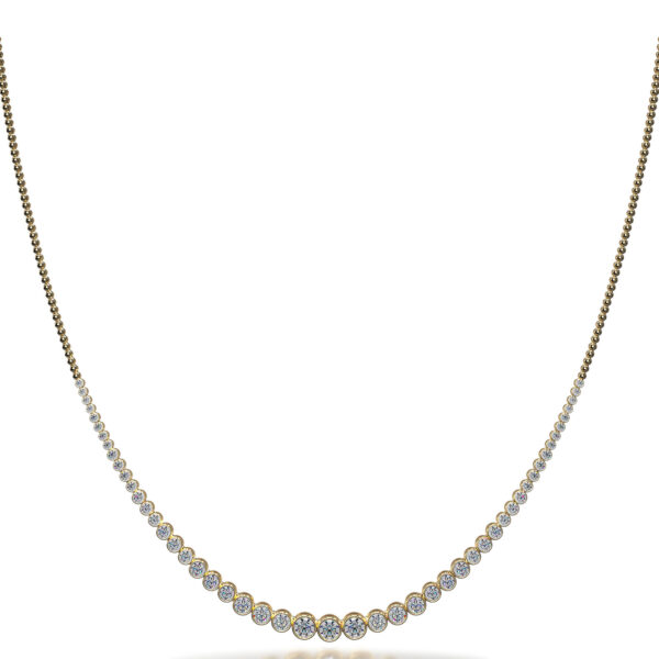 Round Bezel Set Diamond Necklace with Shiny Link Back