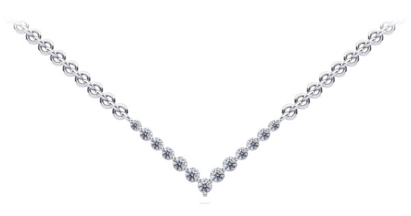 Graduated V Neck Diamond Necklace