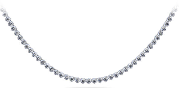 Timeless Three Prong Riviera Diamond Tennis Necklace