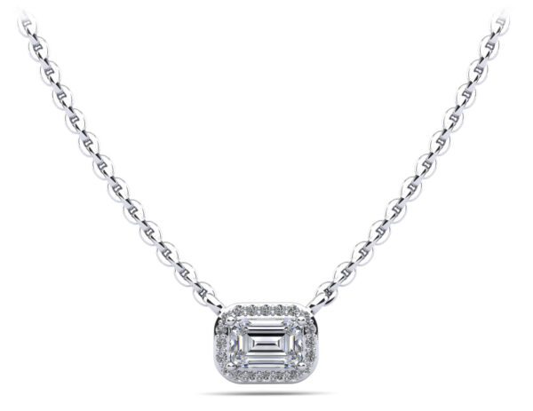 Exquisite Emerald Pendant with Diamond Halo