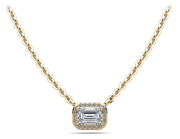 Exquisite Emerald Pendant with Diamond Halo