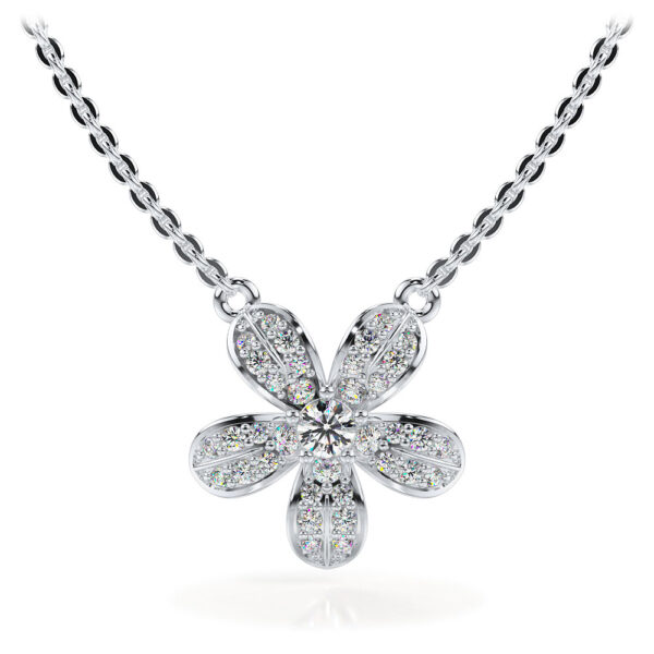 Floral Diamond Pendant with Sparkling Petals
