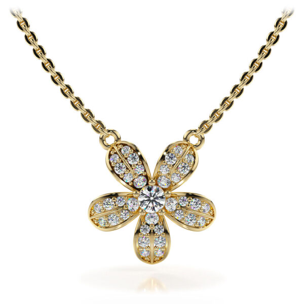 Floral Diamond Pendant with Sparkling Petals