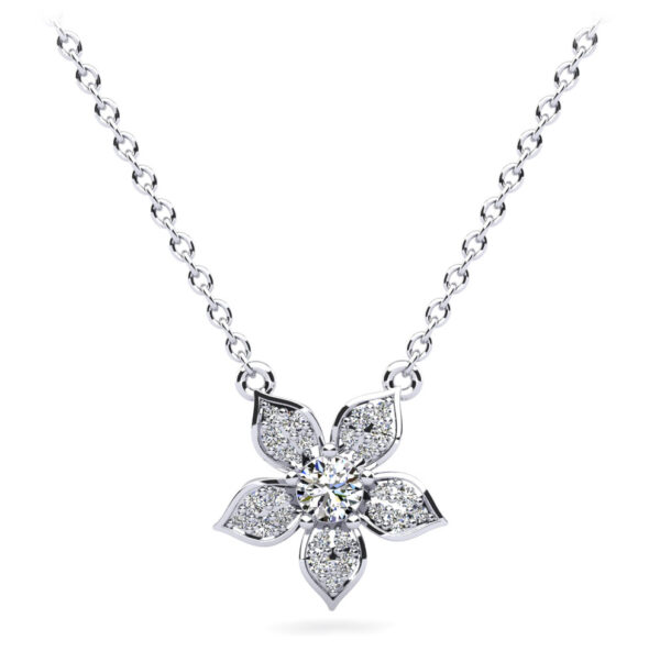Diamond Pave Flower Pendant