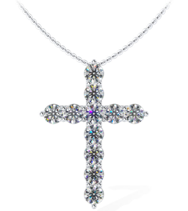 Eleven Brilliant Diamonds Cross Pendant
