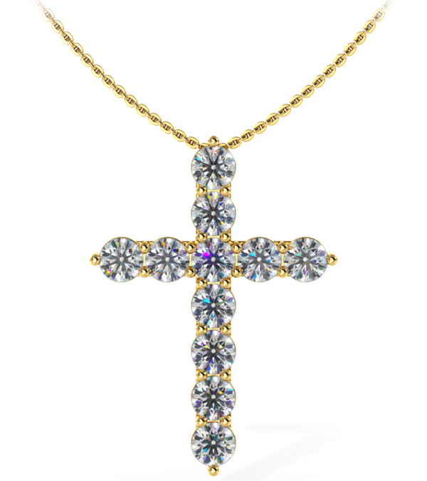 Eleven Brilliant Diamonds Cross Pendant