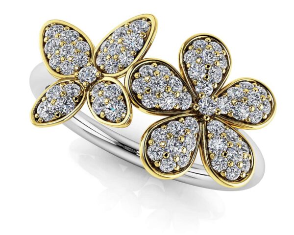 Butterfly And Flower Diamond Ring