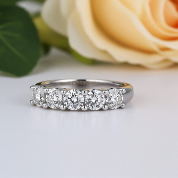 U Shape Five Stone Diamond Anniversary Ring