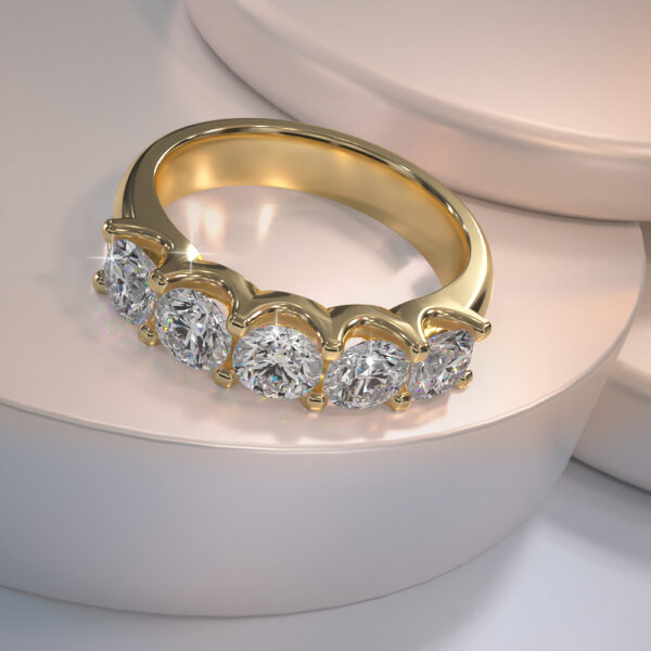 U Shape Five Stone Diamond Anniversary Ring