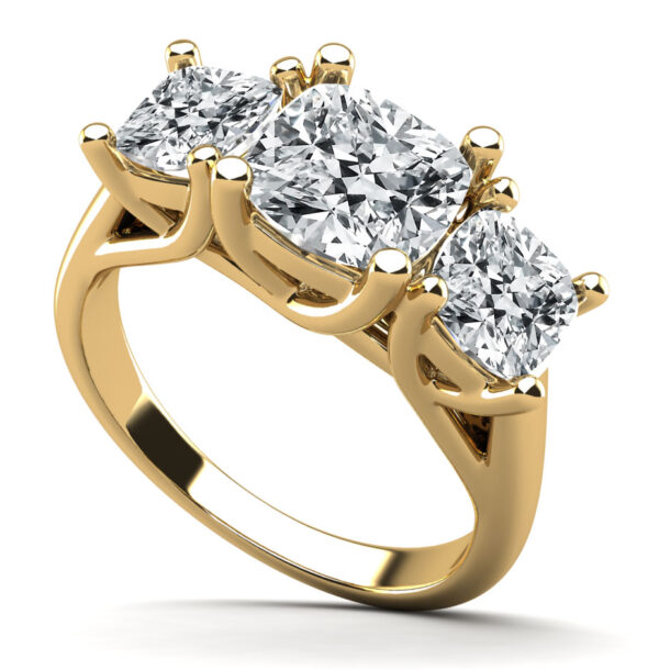 Cushion Cut Three Stone Diamond Ring