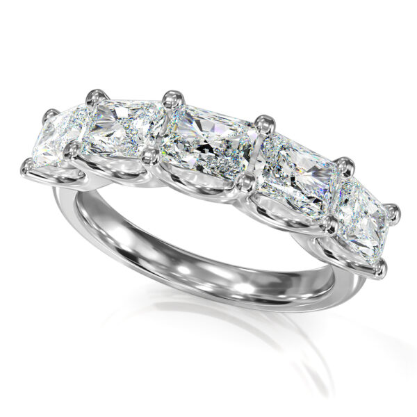 5 Stone Radiant Cut Diamond Anniversary Ring