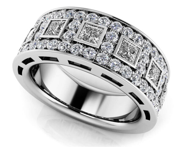 Princess Cut Four Row Diamond Ring