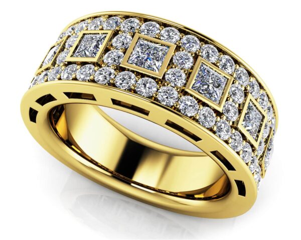 Princess Cut Four Row Diamond Ring