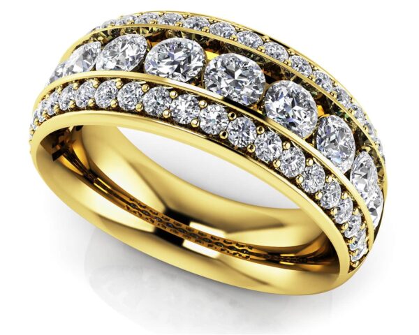 Three Row Channel And Prong Set Ring