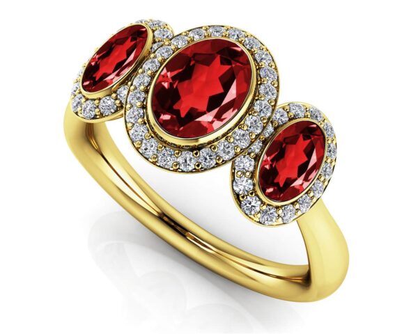 Three Stone Oval Gemstone Anniversary Ring