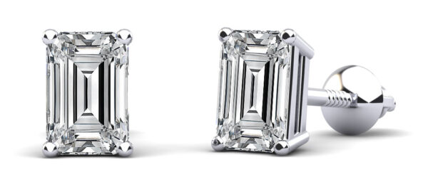 Classic Emerald Cut Diamond Stud Earrings
