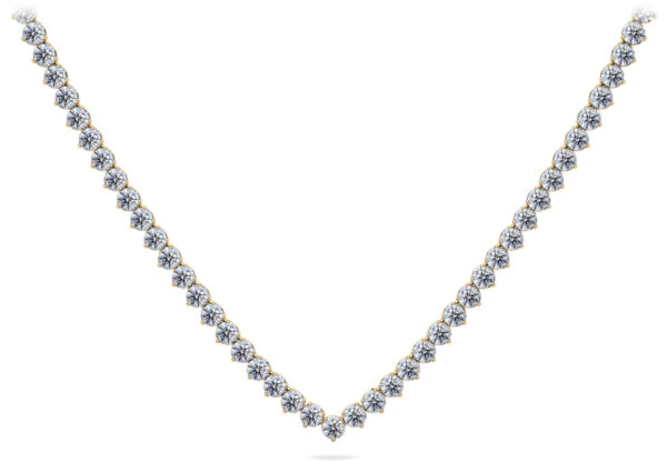 Timeless Three Prong Riviera V Neck Diamond Necklace