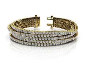 Curated layered gold bracelet styled for intentional jewelry layering